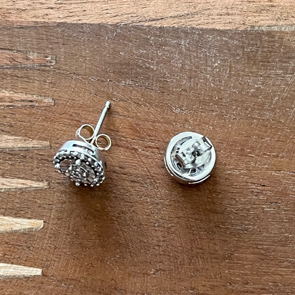 sterling silver diamond earrings - Picture 2 of 4